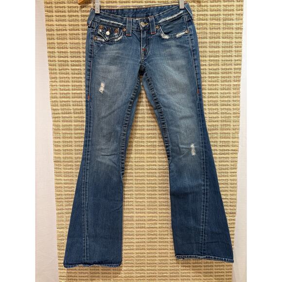 TRUE RELIGION VTG Millennials Y2K Joey Mid Rise Bootleg Flare 27 - Picture 1 of 8
